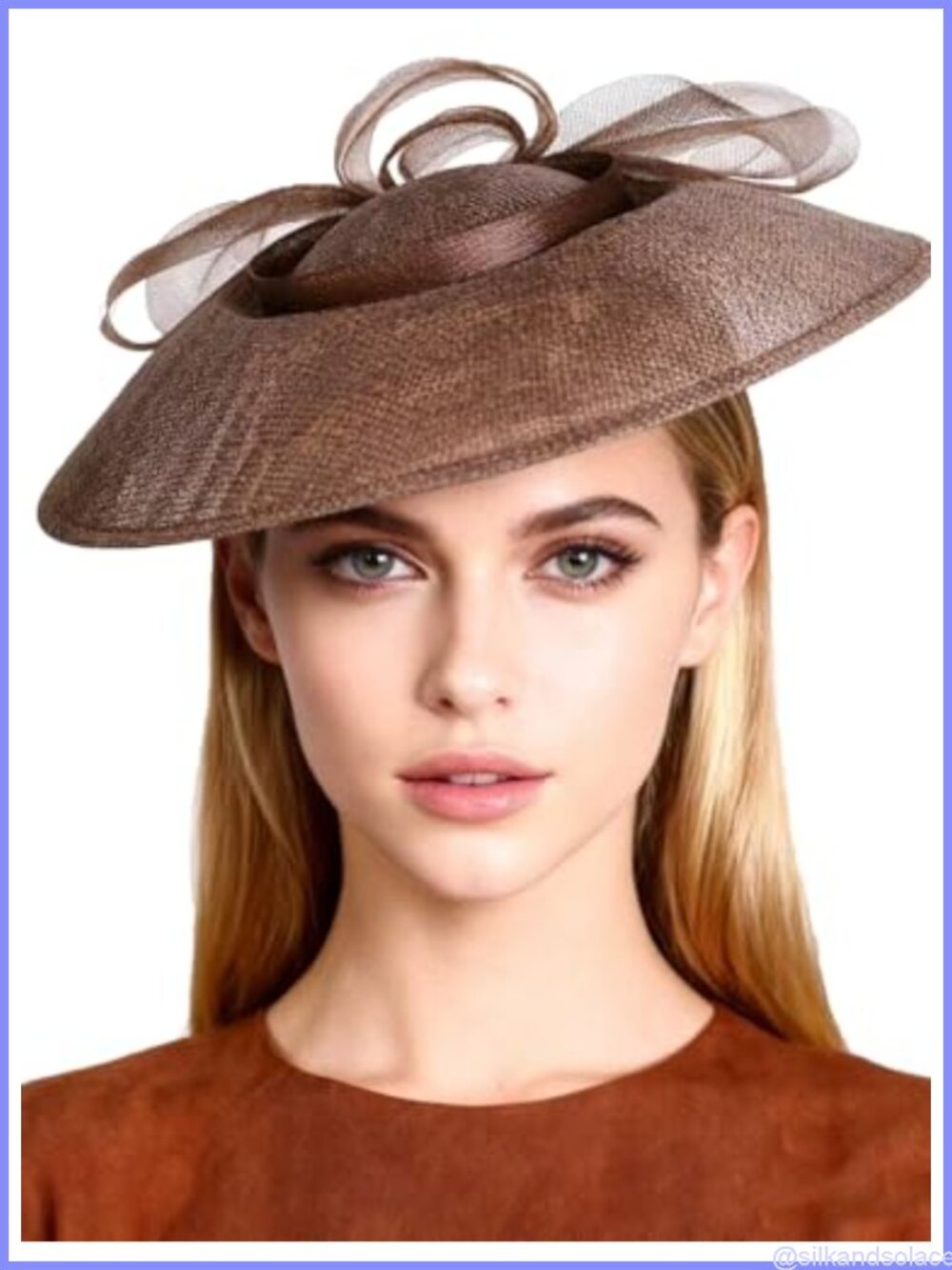 Wide Brim Church Fascinator Hat Polyester Bow Mesh Kentucky Derby Formal
